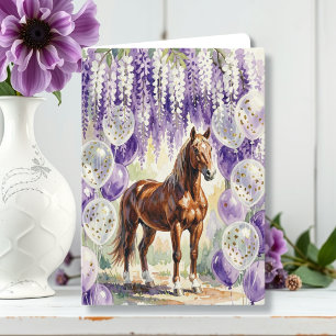 Whimsical Horse Under Wisteria Birthday Card
