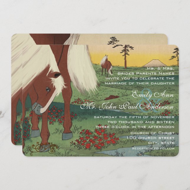 Whimsical Horse Wedding Invitations (Front/Back)