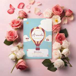 Whimsical Hot Air Balloon Birthday Invitation