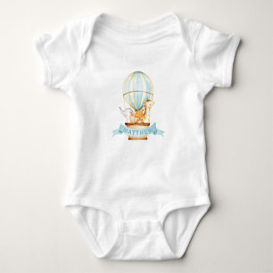 Whimsical Hot Air Balloon Cute Baby Animals Boy Bodysuit