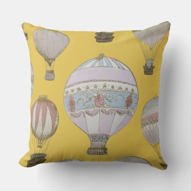 Whimsical Hot Air Balloon - Emperor Yellow Cushion (Front)