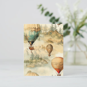 Whimsical Hot Air Balloon Mountain Map Postcard