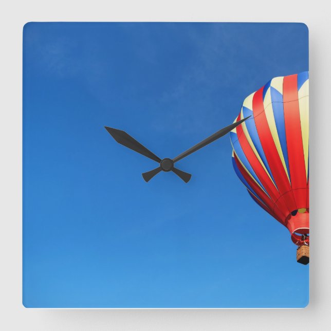 Whimsical Hot Air Balloon Square Wall Clock (Front)