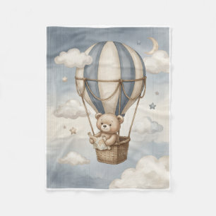 Whimsical Hot Air Balloon Teddy Bear Fleece Blanke Blanket