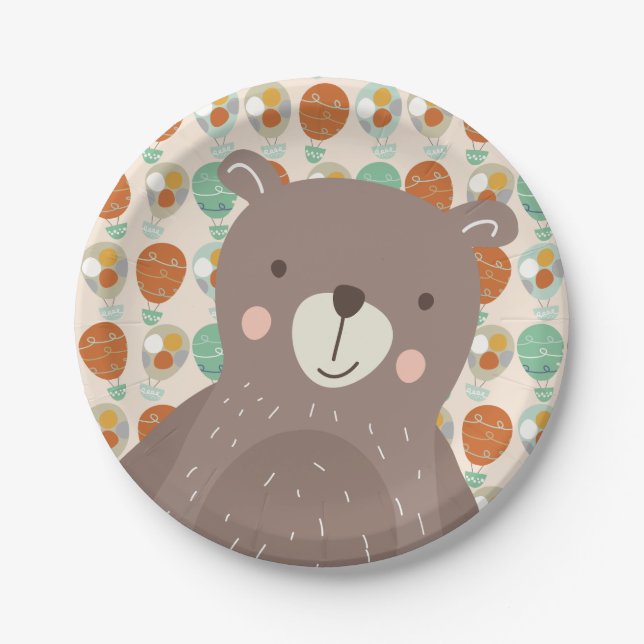 Whimsical Hot Air Balloons Paper Plate (Front)