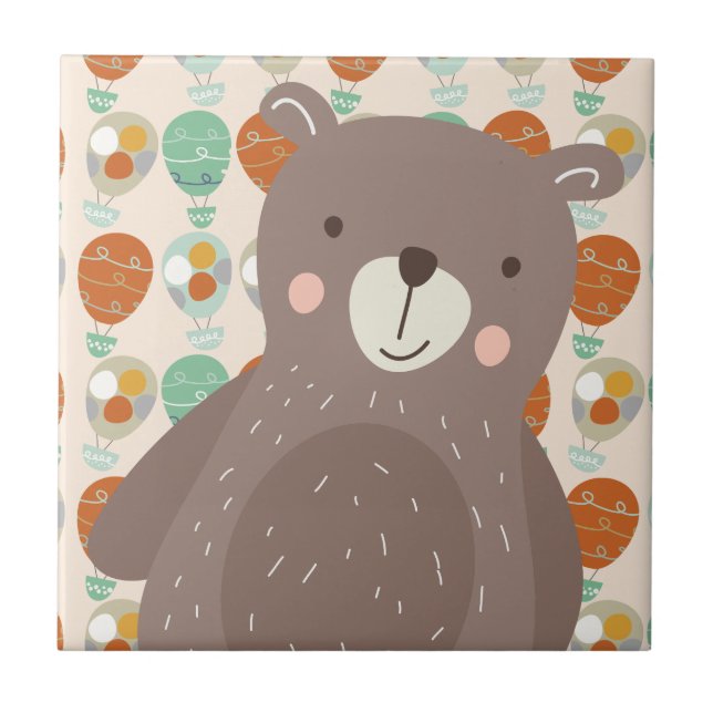 Whimsical Hot Air Balloons Tile (Front)