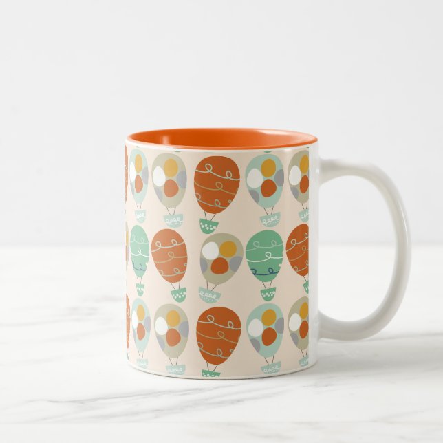 Whimsical Hot Air Balloons Two-Tone Coffee Mug (Right)