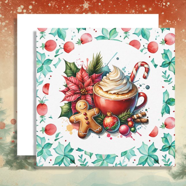Whimsical Hot Cocoa and Candy Cane Christmas Holiday Card (Creator Uploaded)