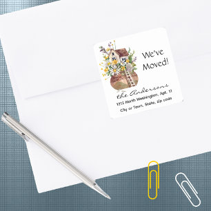 Whimsical House 1.5 or 3 inch Return Address Square Sticker