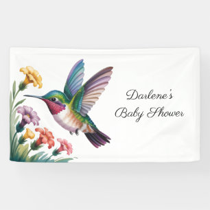 Whimsical Hummingbird Floral Baby Shower Banner