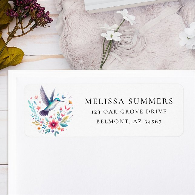 Whimsical Hummingbird Return Address Label (Creator Uploaded)