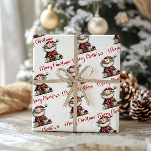 Whimsical Humor Santa Claus Festive Wrapping Paper