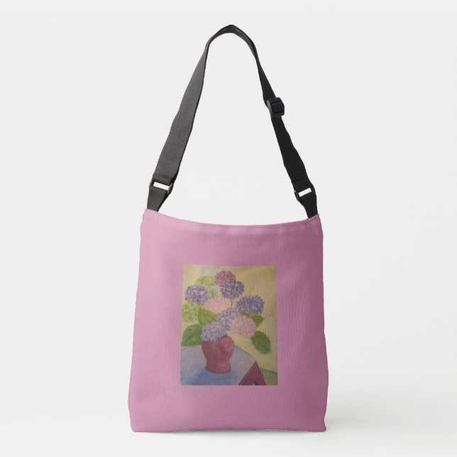 Whimsical Hydrangeas Crossbody Bag (Front)