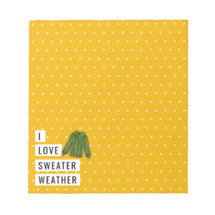 Whimsical I Love Sweater Weather Polka Dots Gold Notepad