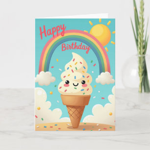Whimsical Ice Cream Birthday Card