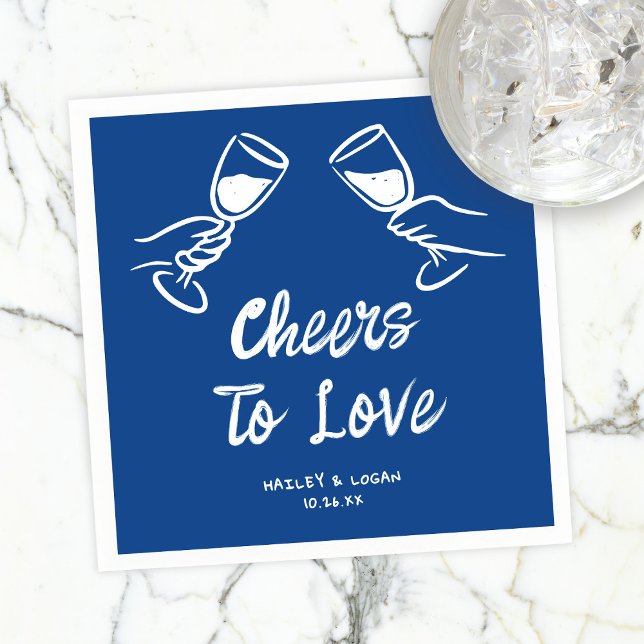 Whimsical Illustrated Cheers To Love Fun Wedding Napkin (Creator Uploaded)