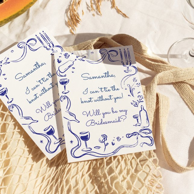 Whimsical Illustrated Doodle Bridesmaid Proposal  Invitation (Creator Uploaded)