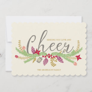 Whimsical Illustrated Garland   Holiday Photo Card