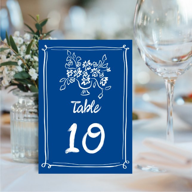 Whimsical Illustrated Hand-drawn Floral Wedding  Table Number (Creator Uploaded)