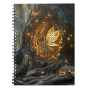 Whimsical image of a fairy in the hollow of a tree notebook