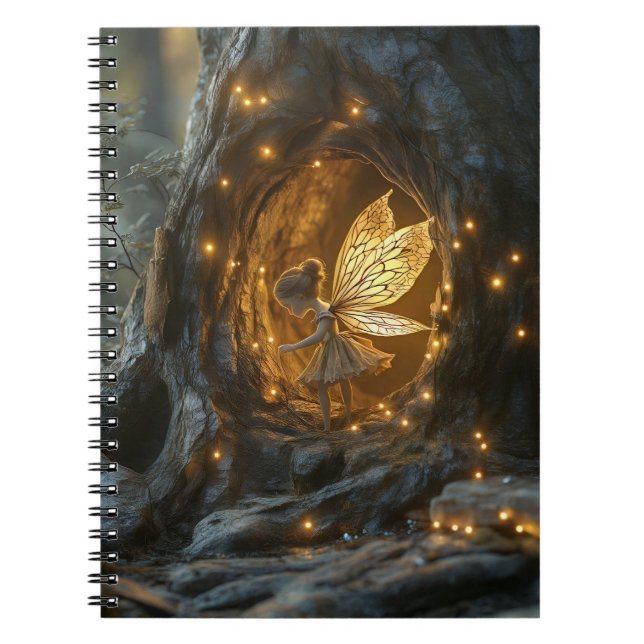 Whimsical image of a fairy in the hollow of a tree notebook (Front)