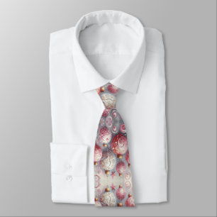 Whimsical Impressionistic Christmas Ornaments Pink Tie