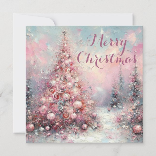 Whimsical Impressionistic Christmas Tree Holiday Card (Front)