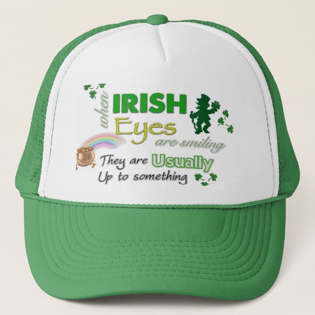 Whimsical Irish Eyes St Patrick’s  Trucker Hat (Front)