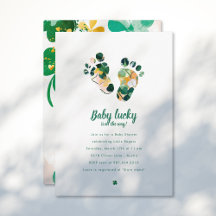 Whimsical Irish Lucky Green Shamrock Baby Shower