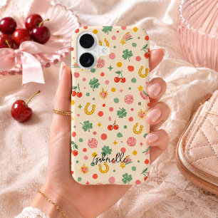 Whimsical Irregular Polka Dots with Lucky Icons