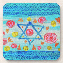 Whimsical Israeli flag with flowers & hearts