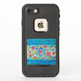 Whimsical Israeli flag with flowers & hearts