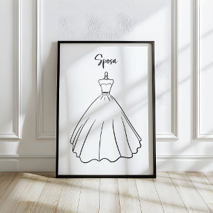 Whimsical Italian Bride Wedding Dress Art Poster