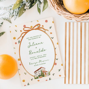 Whimsical Italian Citrus Wedding Invitation