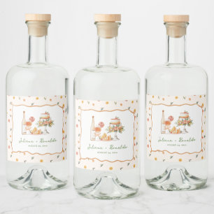 Whimsical Italian Citrus Wedding Liquor Bottle Label