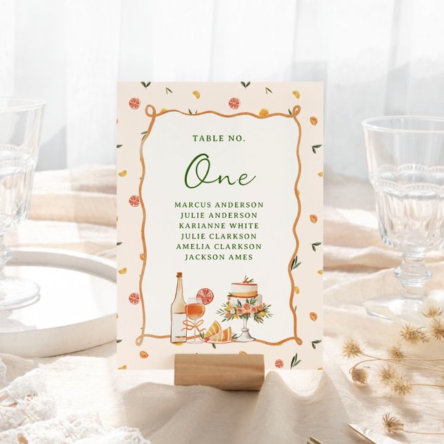 Whimsical Italian Citrus Wedding Table Number (Creator Uploaded)