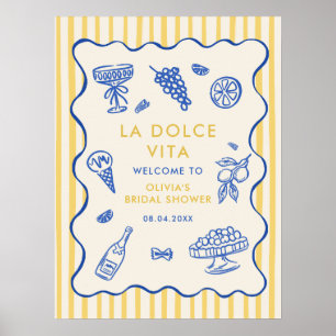 Whimsical Italian La Dolce Vita Bridal Shower Poster