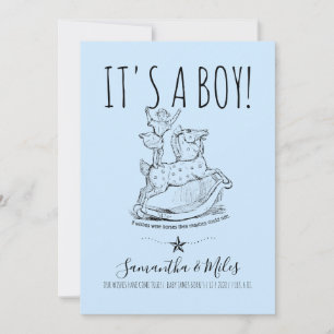 Whimsical It''s A Boy Birth Announcement Blue