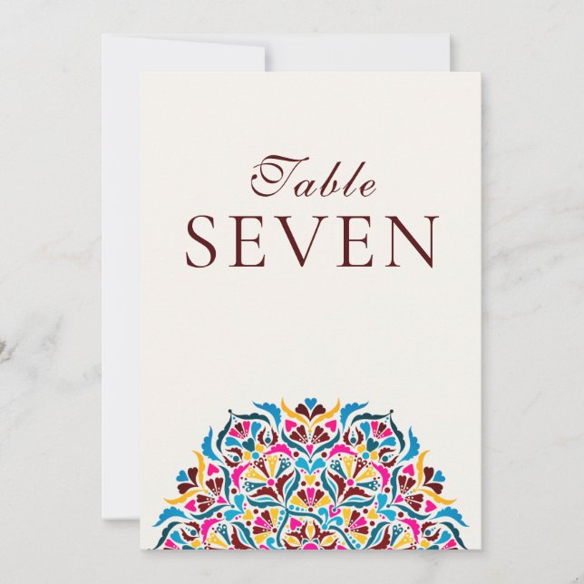 Whimsical Ivory Floral Border Wedding Table Number (Front)