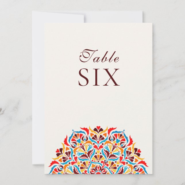 Whimsical Ivory Floral Border Wedding Table Number (Front)