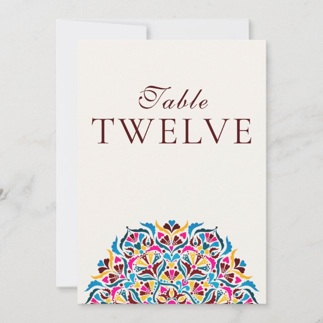 Whimsical Ivory Floral Border Wedding Table Number (Front)