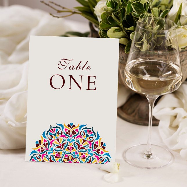 Whimsical Ivory Floral Border Wedding Table Number (Creator Uploaded)