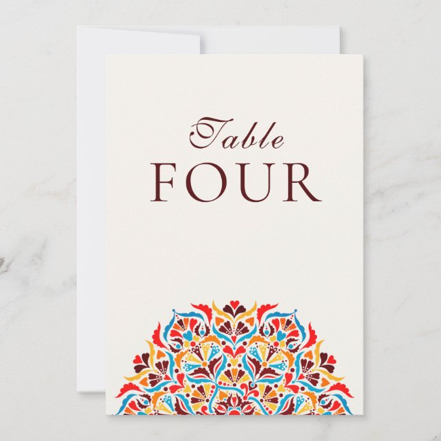 Whimsical Ivory Floral Border Wedding Table Number (Front)