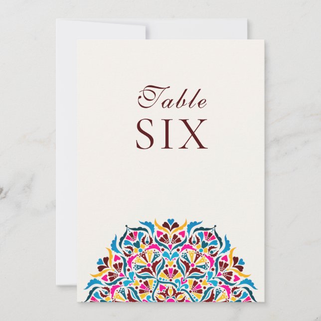 Whimsical Ivory Floral Border Wedding Table Number (Front)