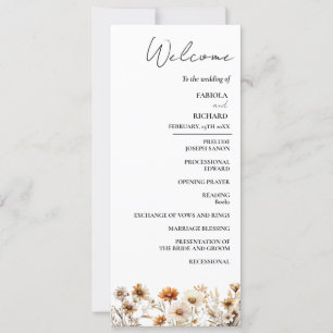 Whimsical Ivory Wildflower Wedding Program Card