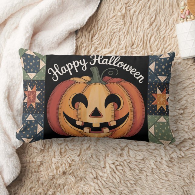 Whimsical Jack-O'-Lantern Throw Pillow Cover (Blanket)
