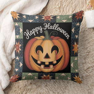 Whimsical Jack-O'-Lantern Throw Pillow Cover