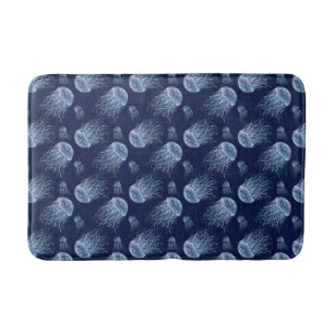Whimsical jellyfish hand painted art bath mat