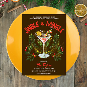 Whimsical Jingle & Mingle Christmas Cocktail Party Invitation