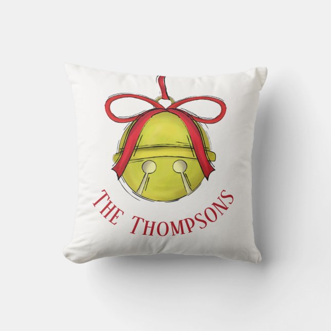 Whimsical Jingle Ornament Cute Holiday Christmas Cushion (Front)